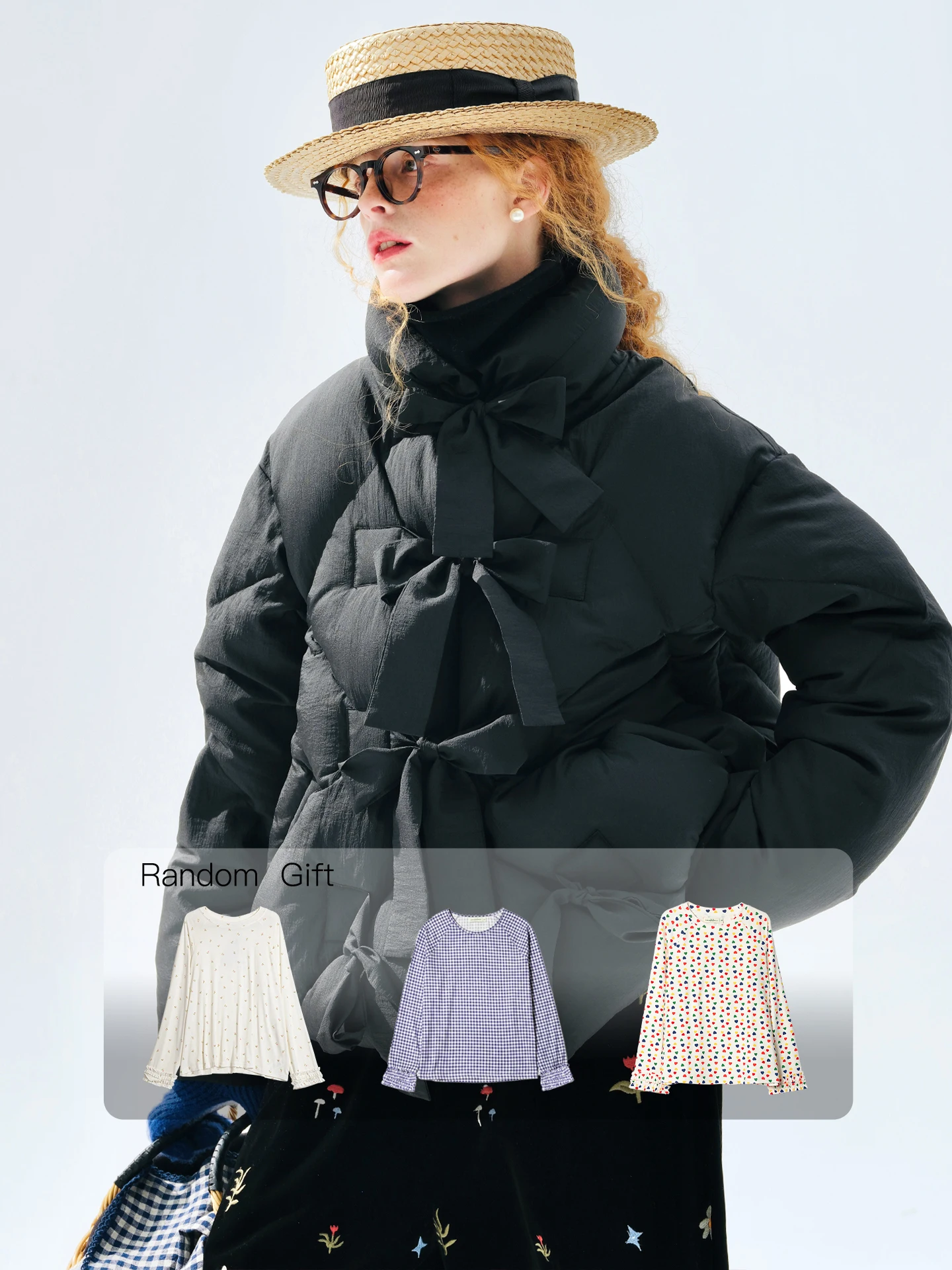 جاكيت نسائي قصير، فيونكة - مزين، شتاء دافئ، أنيق وعين - اصطياد 255297