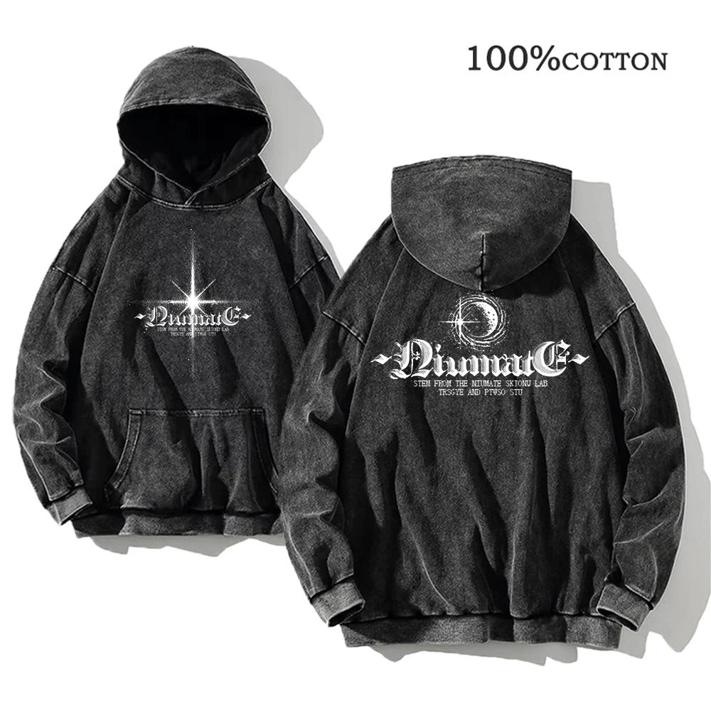 

Men's Retro Washed Hoodie With Starlight Print Loose Fit Casual Pure Cotton Street Style Autumn And Winter Daily Commute Wear