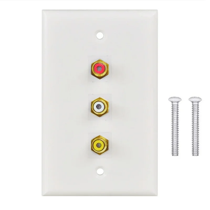 3 RCA Wall Plate Composite Audio Video RCA  Keystone Jack Wall Plate Female to Female Connector For Home Theater AV