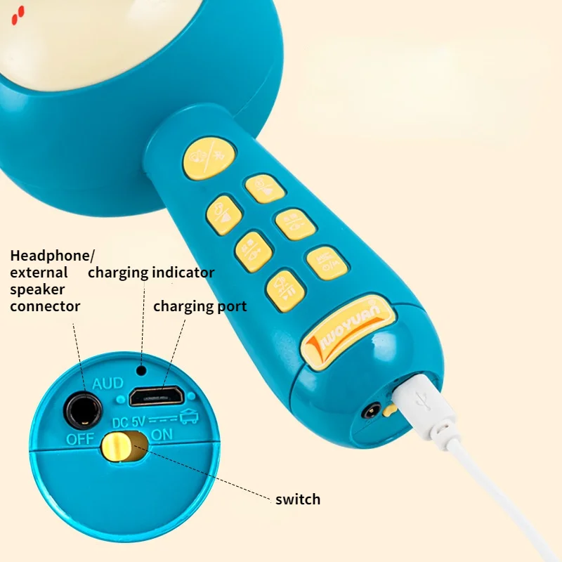 Microphone Bluetooth Cartoon Story Chant Machine pour enfants, jouet vocal, musique karaoké, garçons, filles, bébé