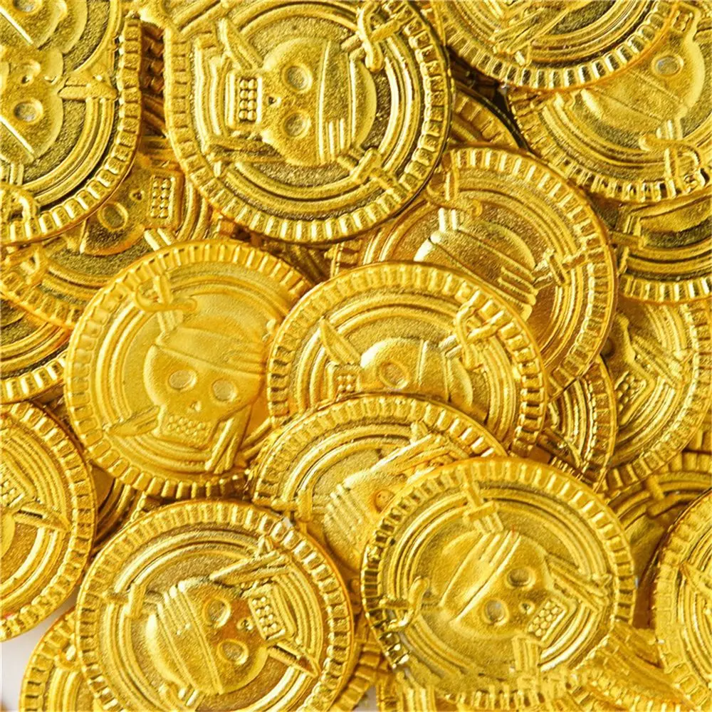 50pcs Prop Favors Decorations Halloween Party Pirate Gold Coins Skull Game Coin