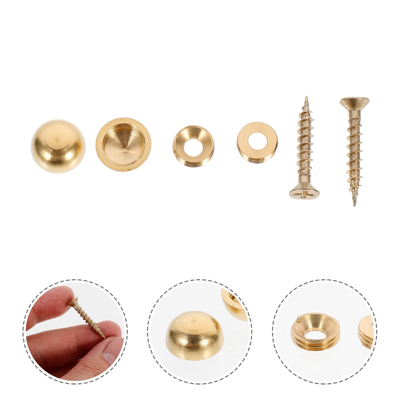 

Thickened Copper Mirror Nails Decorative Screw Covers Durable Golden Finish corrosion resistant screws for walls home office use