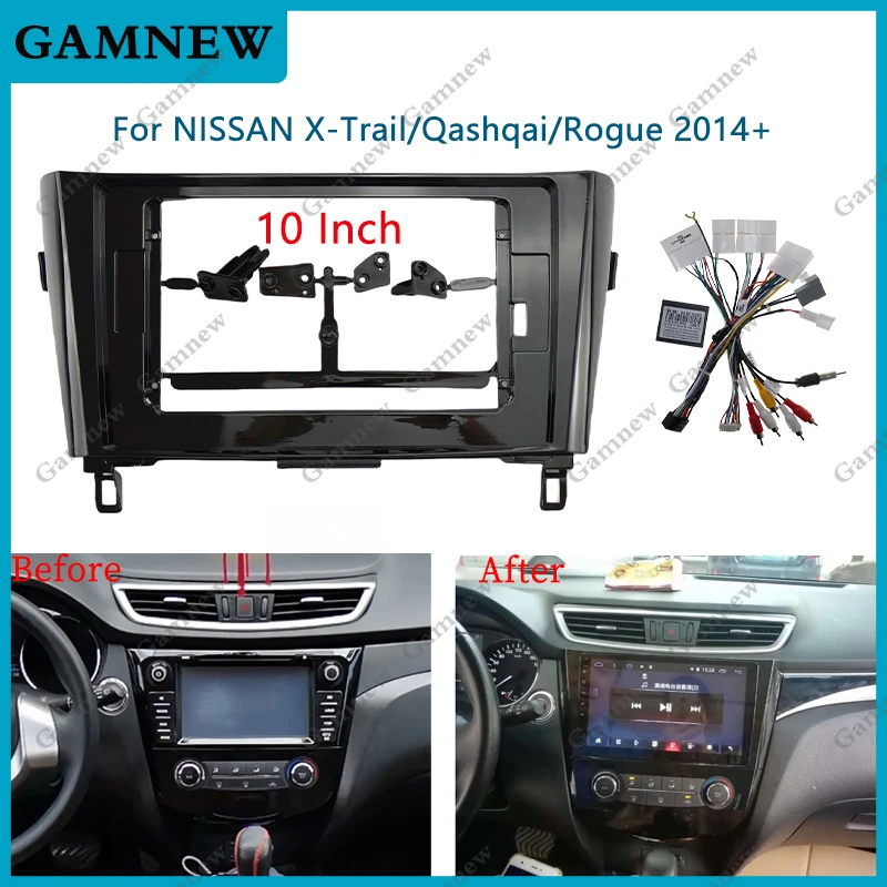 10.1 Inch Car Radio Installation Double Din DVD GPS Mp5 Plastic Fascia Panel Frame For 2014-2020 NISSAN QASHQAI/ 2014 X-TRAIL