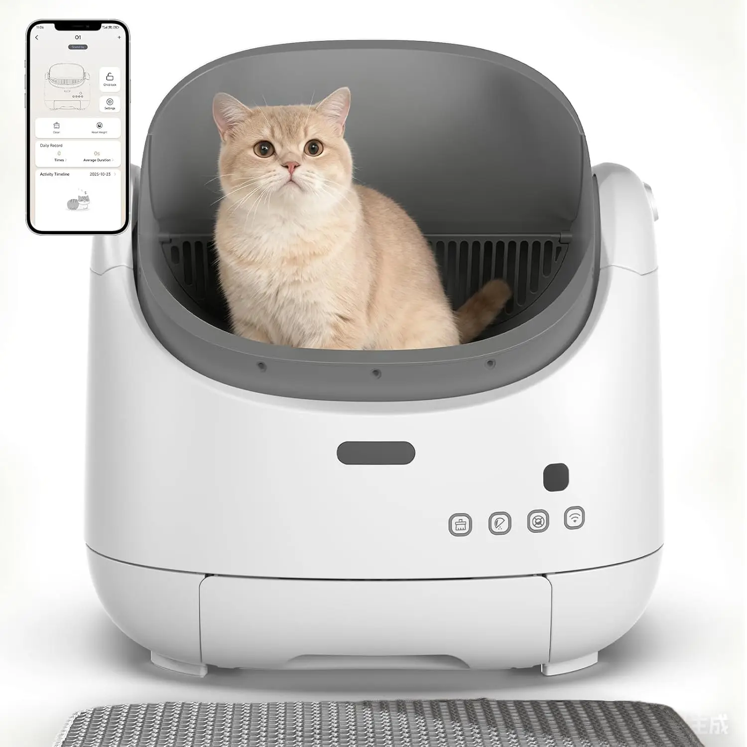 

Большой самоочищающийся лоток для кошек с автоматическим открыванием и управлением через приложение для нескольких кошек, индивидуальная настройка, простое обслуживание