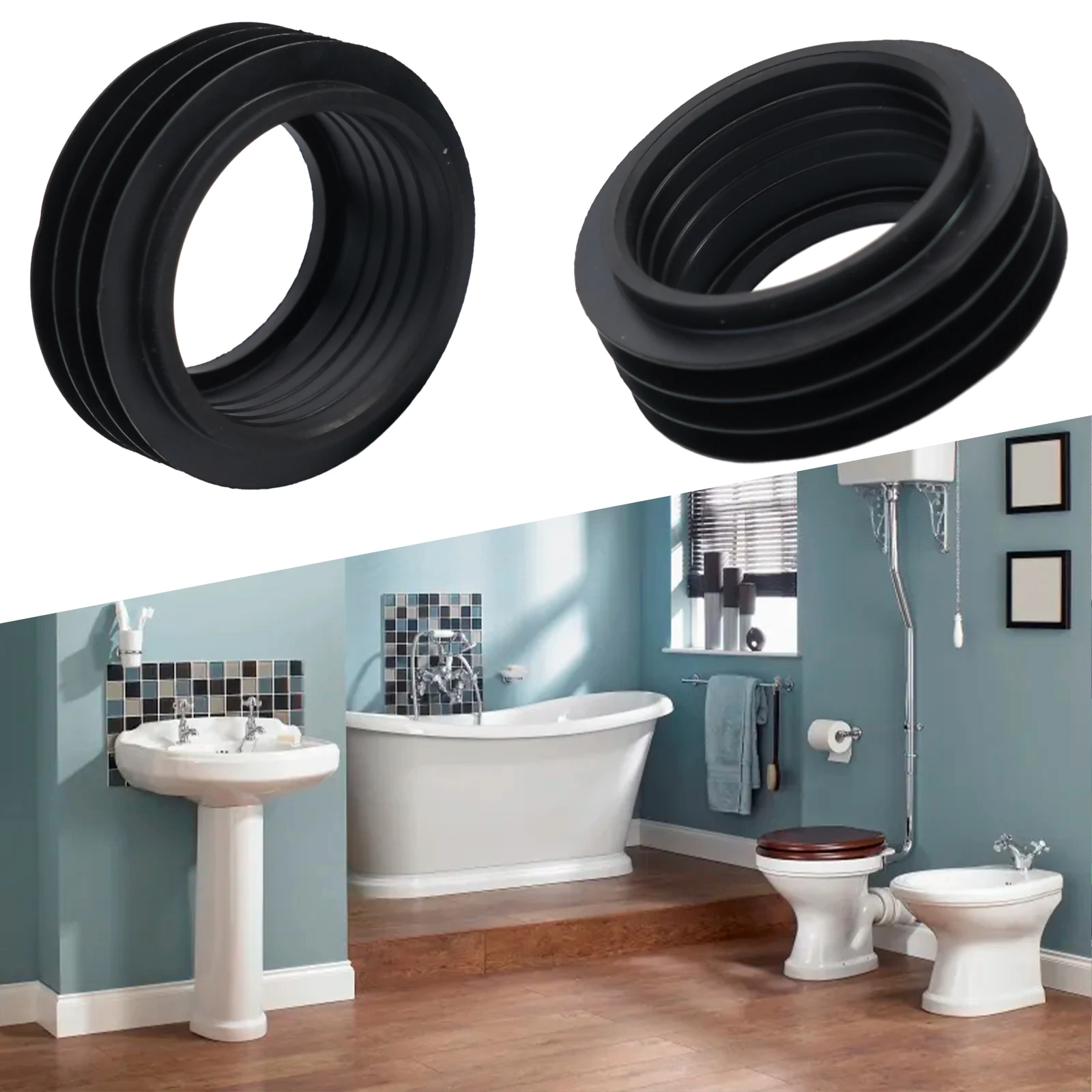 Conveniente borracha Cone Seal para baixo nível Flush Pipe, 42mm, 2 Pcs Set, Optimal WC Funções