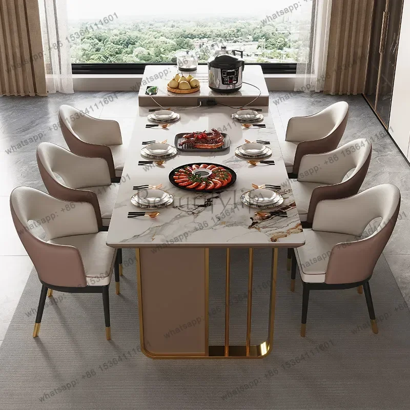 FG Fashion Modern Dining Tables Minimalist Design Rock Plate Indoors Dining Tables Homestay Villa Home Furniture Mesa Comedor Ls