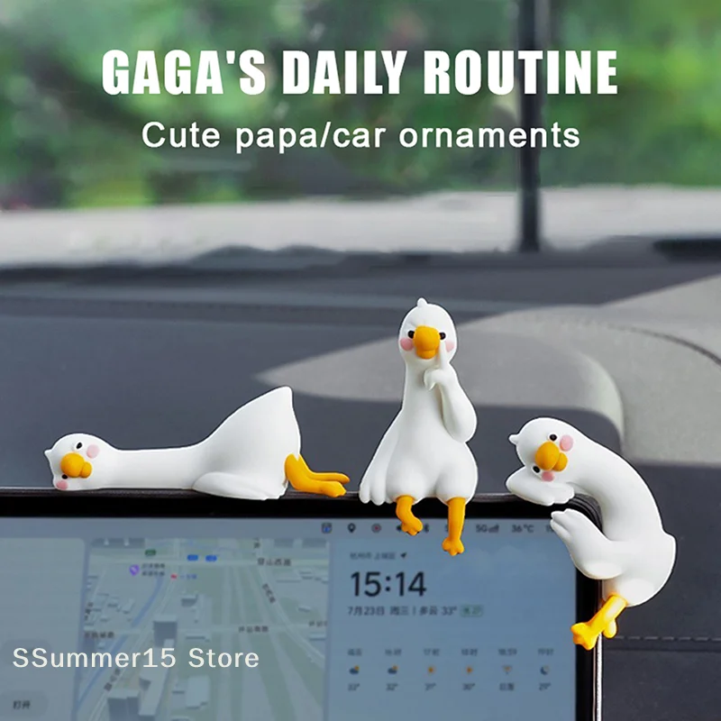 【R】Resin Cartoon Animal Decor For Desk Car Dashboard TV Monitor Gift Idea Cute 3D Duck Figurine Mini Resin Duck Ornament Playful