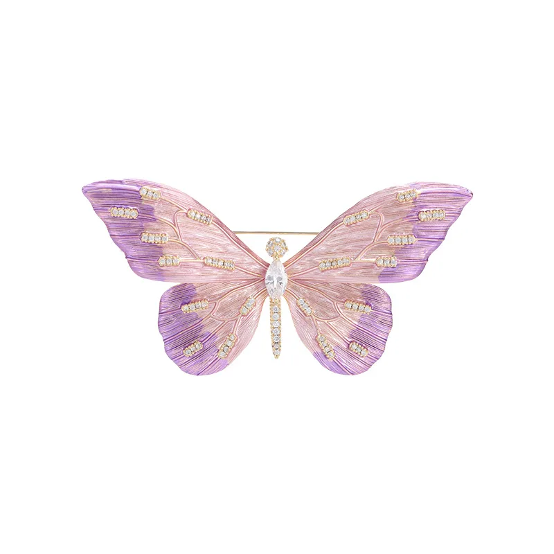 Sentido de design sofisticado, broche de borboleta gradiente de nicho, esmalte, acessório de casaco feminino requintado