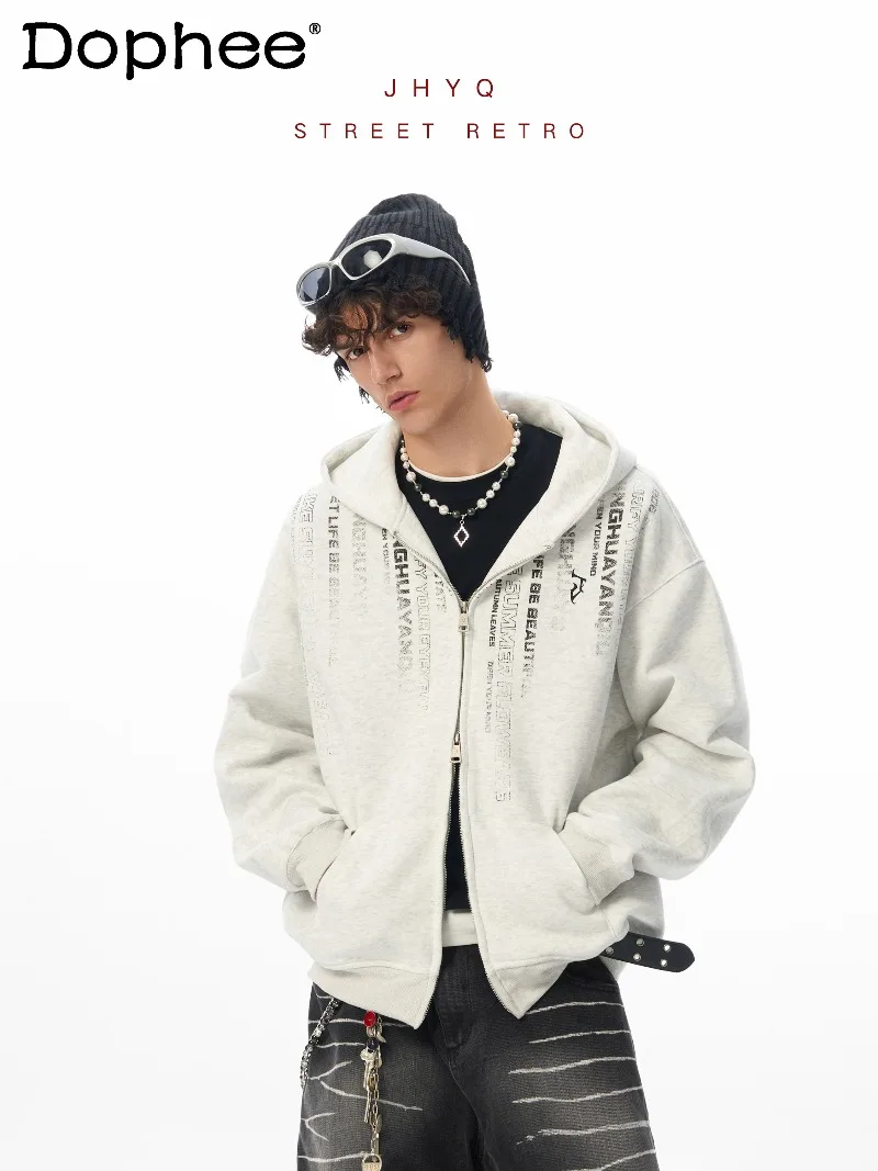 خريف جديد أمريكي شارع العليا موضة الاتجاه مقنعين سترة البلوز فضفاضة عادية تنوعا سترة للرجال #1