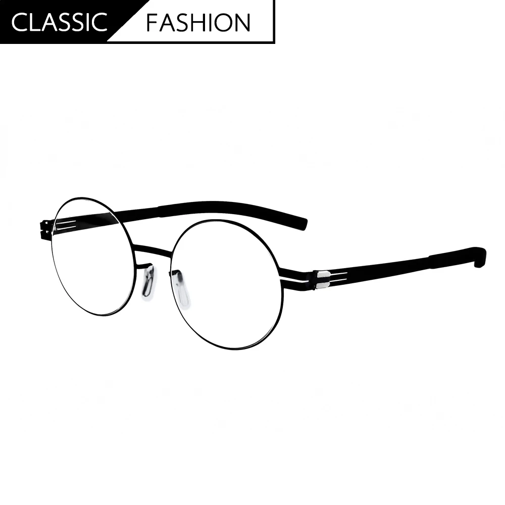 German Brand Retro Small Round Eyeglasses Handmade Ultra-light Screwless Glasses Prescription Reading Frame With Original Box