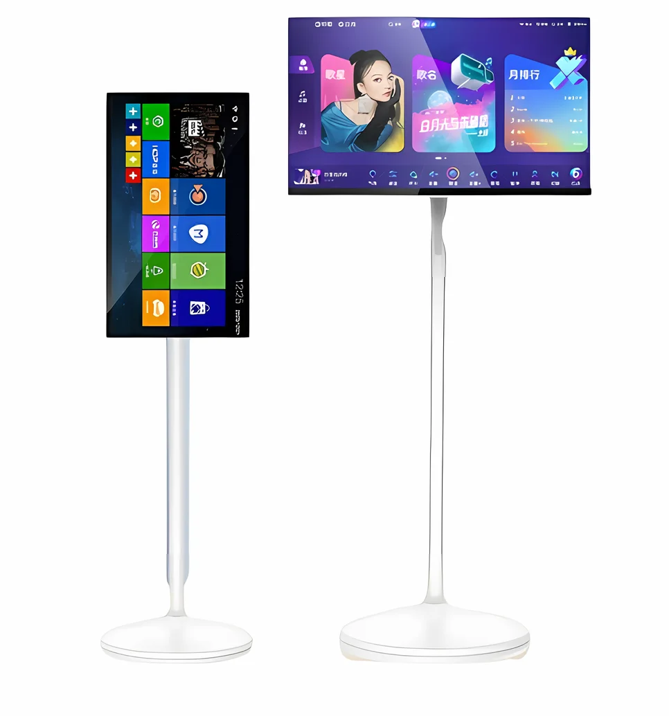 

32-Inch Smart Rotate Touch Screen Android 13 Mobile Display TV White LED Portable Standing Vertical Battery-Powered Camera