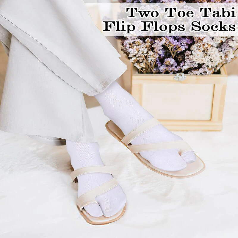 3 Pasang Kaus Kaki Tabi Pria Wanita Kaus Kaki Katun Flip Flop Gaya Jepang Kaus Kaki Dua Jari Mode Solid Kimono Sandal Kaus Kaki Split Toe