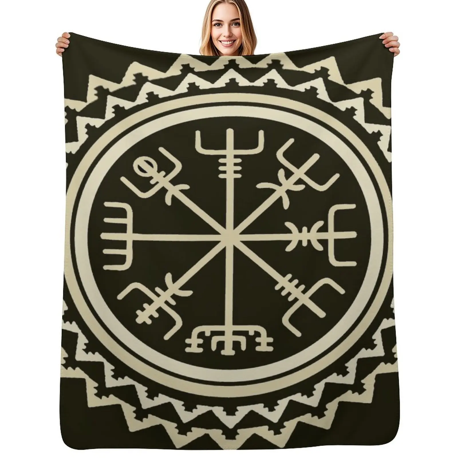 

Viking Vegvisir Protection Symbol Throw Blanket Cozy Throw Blanket Birthday Gift for Him Her