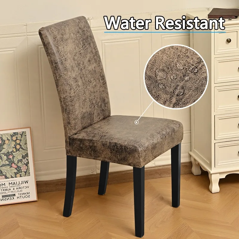Waterproof Chair Cover Solid Matte Durable Non-Slip Full Coverage Elastic Chair Cover Retro Fashion Living Room Dining Cover