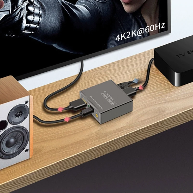 Divisor auditivo 4K60Hz compatível com HDTV com SPDIF e saída 3,5 mm