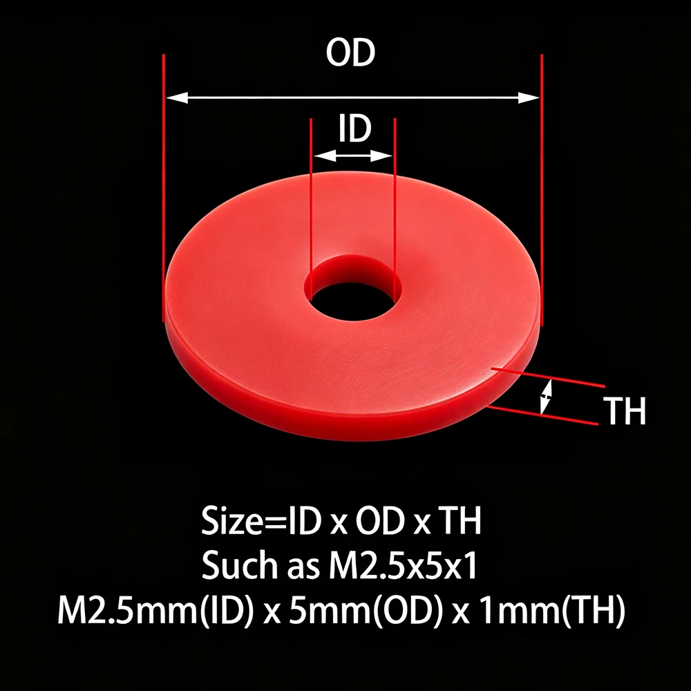 M2 M2.5 M3 M4 M5 M6 M8 M10 M12 M14 M16 M18 M20 Nylon Flat Insulation Washers Red Yellow Blue Plastic Sealing Ring Gaskets Spacer
