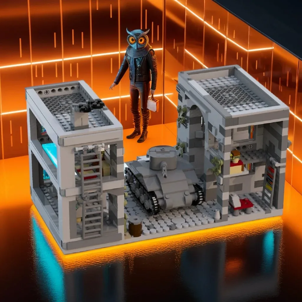 

1063 шт. WW2 Town of Carentan и Sherman Tank Историческая боевая сцена Военная машина MOC DIY Модель Строительные блоки Игрушки Подарок