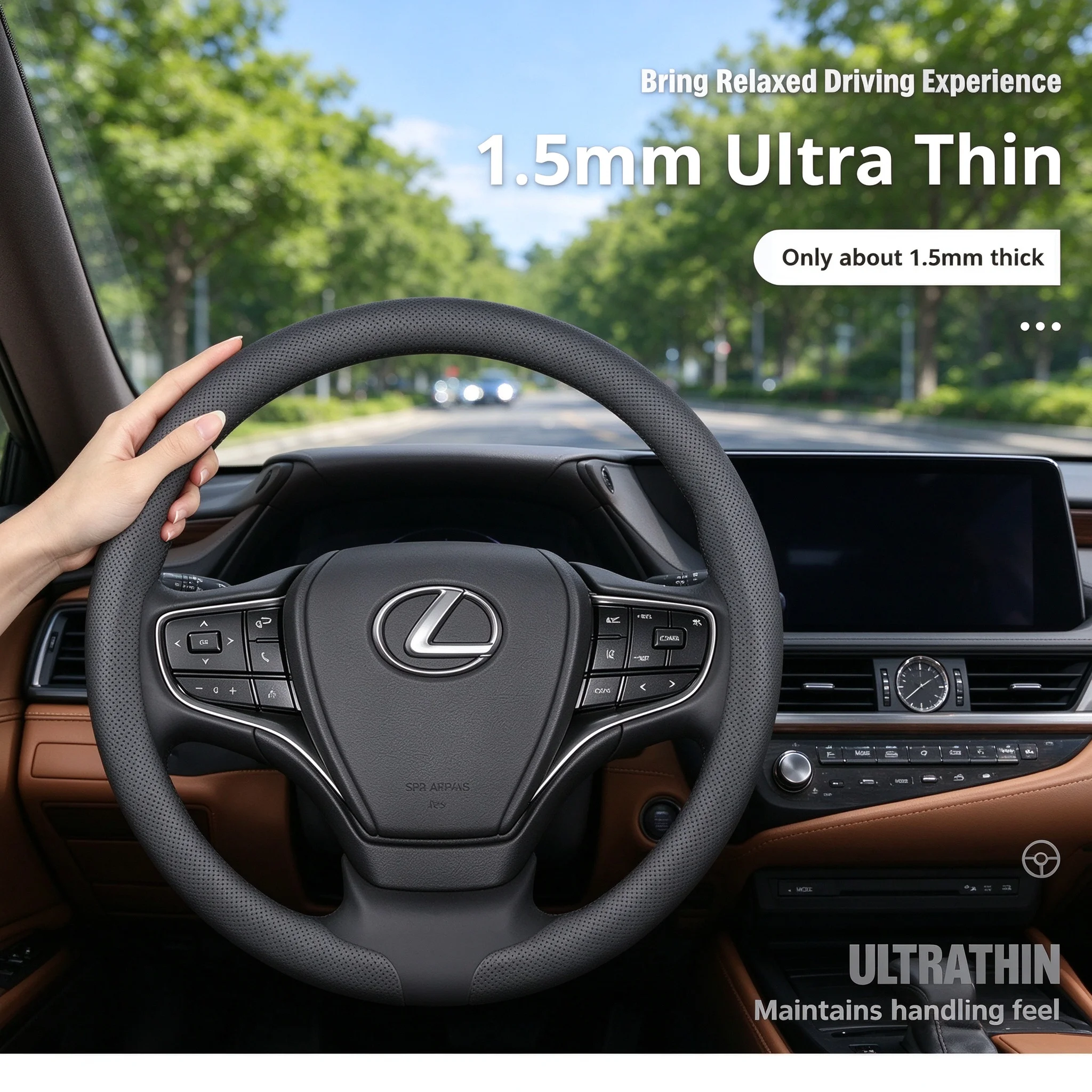 For Lexus Ultra Thin Leather Car Steering Wheel Cover IS ES NX E200 ES300h RX LBX ES350h RX350 RX500h NX350h NX450h Accessories
