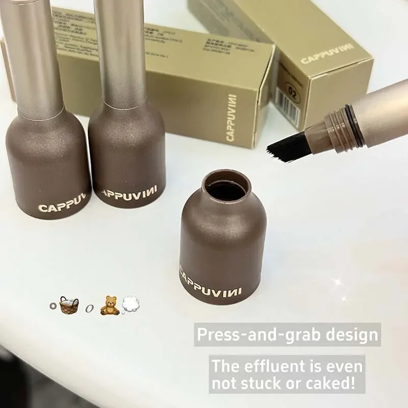 ブラックブラウンワイルドアイブロウ＆ヘアラインリキッド3D 2in1 にじみにくいウォータープルーフロングラスティングブラシ付きヘア用韓国アイメイク