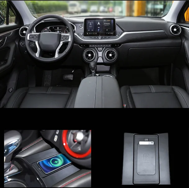 2Din for Chevrolet Blazer 2019-2025 Car Wireless Mobile Phone Charger Center Console Storage 18W iphone fast charge plate holder