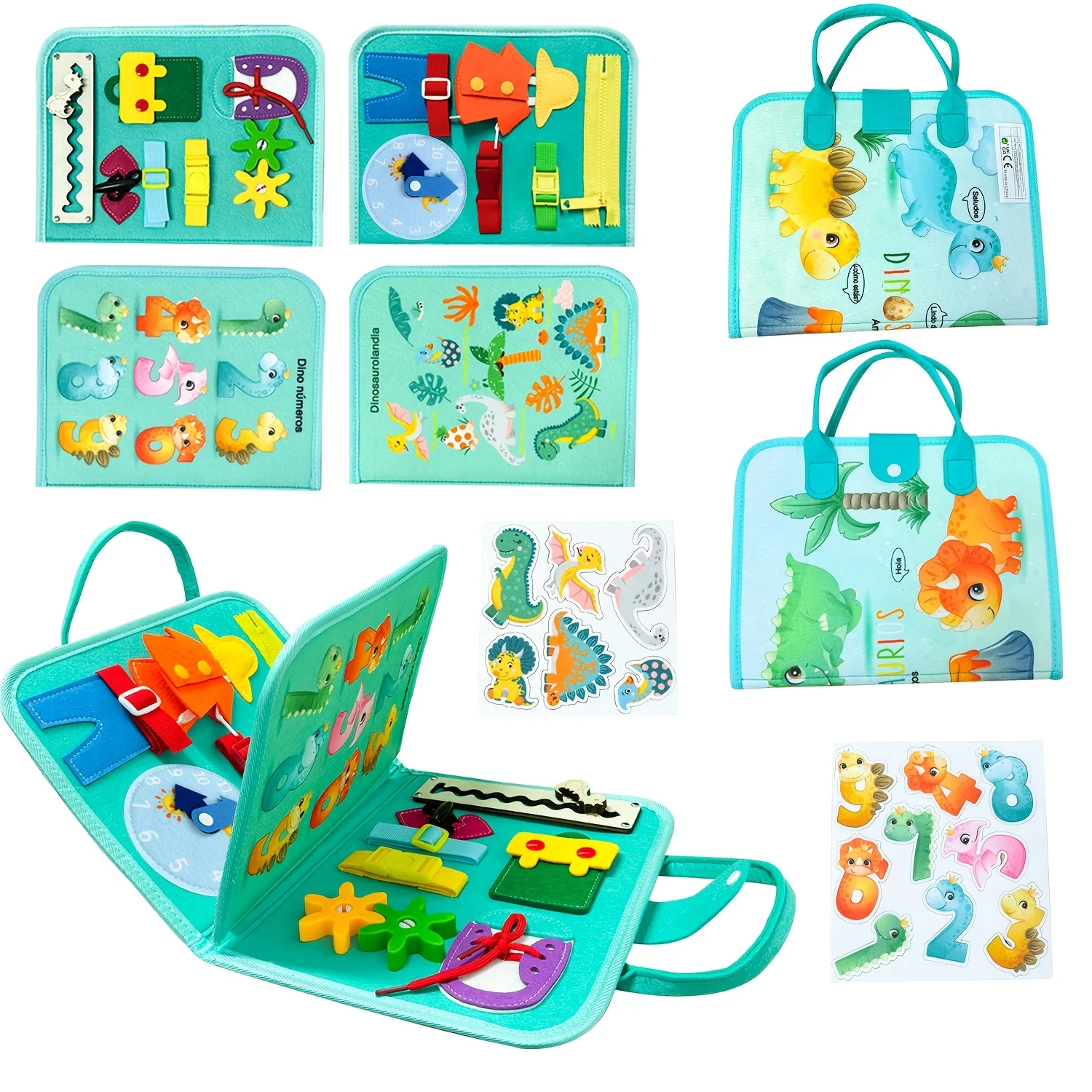 لوحة أنشطة حسية باللون الأخضر مكونة من صفحتين، لعبة كتاب هادئة، لعبة نصائح تعلم الحياة، تمييز شكل اللون