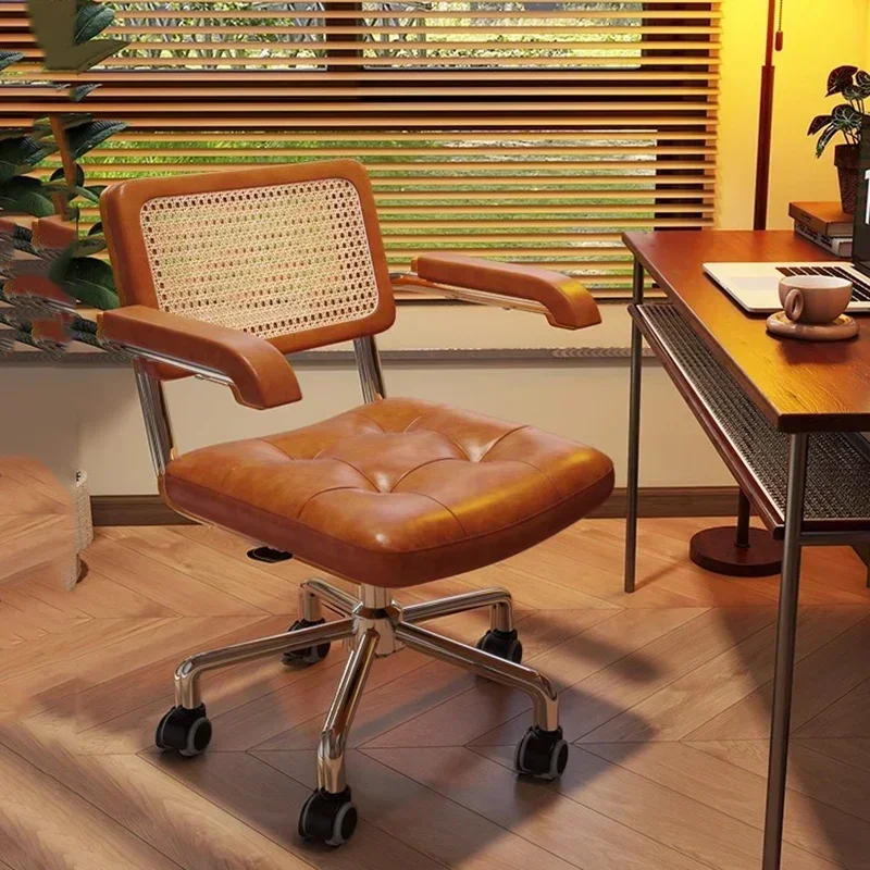 

Rattan Living Room Rolling Gaming Seat Armchair Retro Bedroom Study Computer Chair Adjustable Sillon Reclinables Furniture