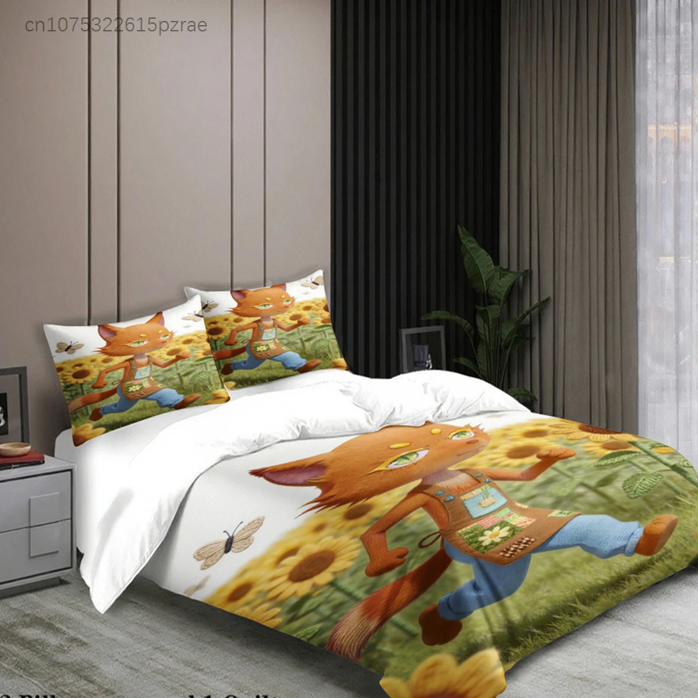 Sunflowers Bedding Set Softville Cozy Town Cute Fern The Quilt Fox With Duvet Cover Pillowcase For Children's Bedroom Decor