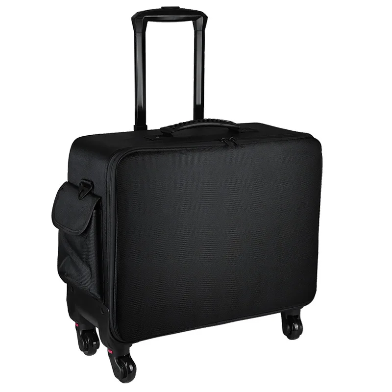 Чехол на тележке для макияжа большой емкости, многофункциональная оксфордская сумка из искусственной кожи, коробка для инструментов на колесиках для красоты, дизайна ногтей, татуировки, мода