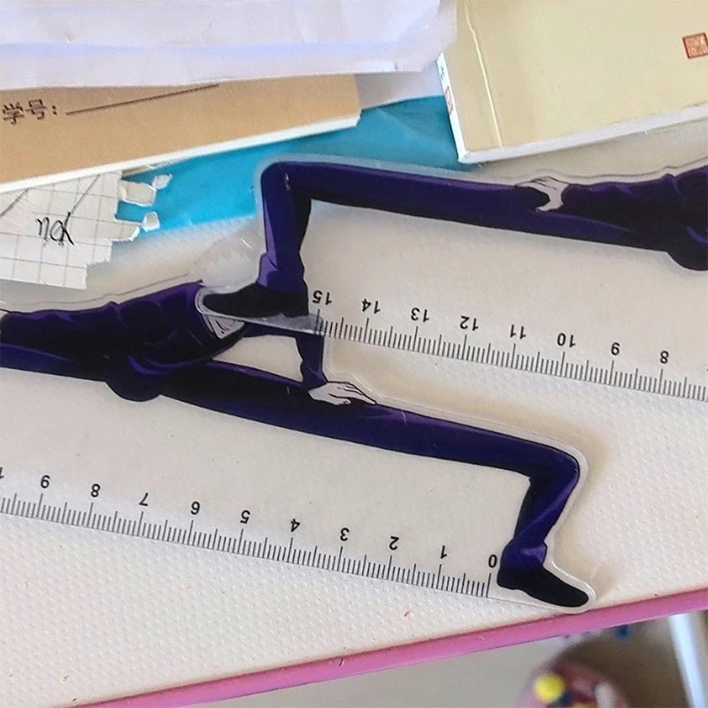 Jujutsu Kaisen regla Gojo y Geto Anime japonés, suministros de papelería circundantes, regla recta transparente para estudiantes, regalo, 15Cm