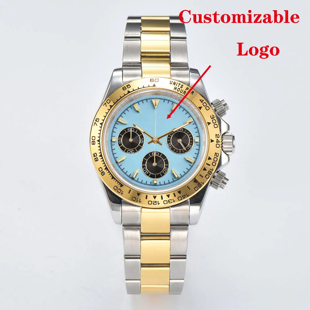 39mm custom men's watch VK63 movement quartz chronograph sapphire glass non-luxurious business men's waterproof watch