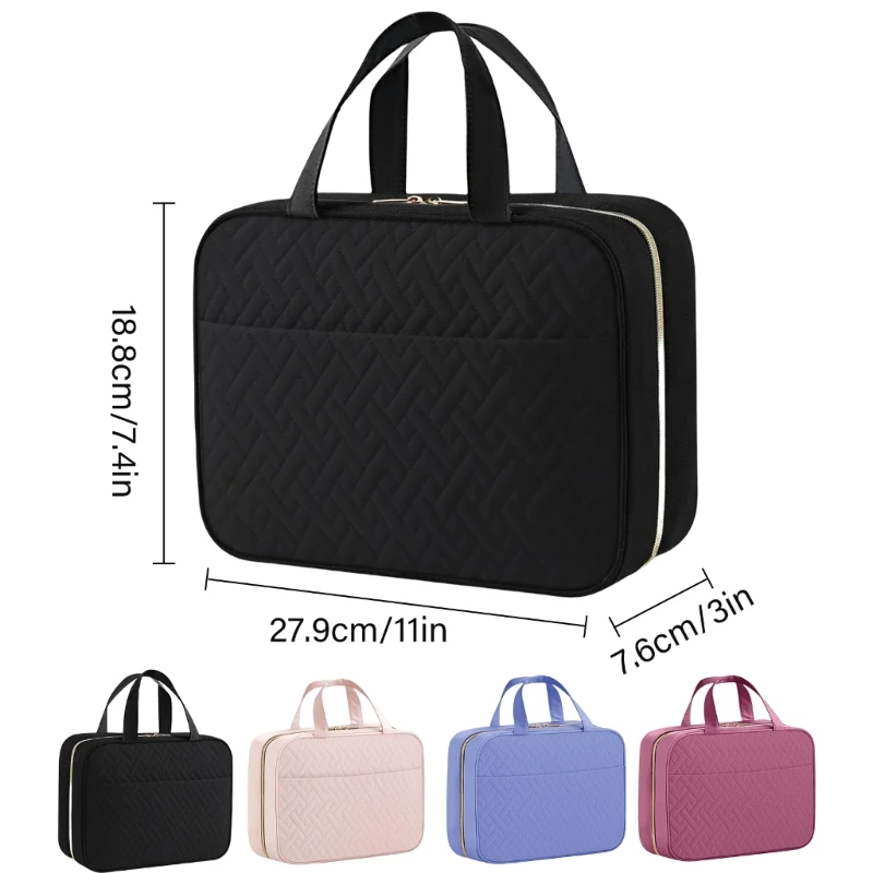 Practical Travel Makeup Bag With Easy View Compartments and Hanging Hook Large Capacity Cosmetic Pouches for Women Men