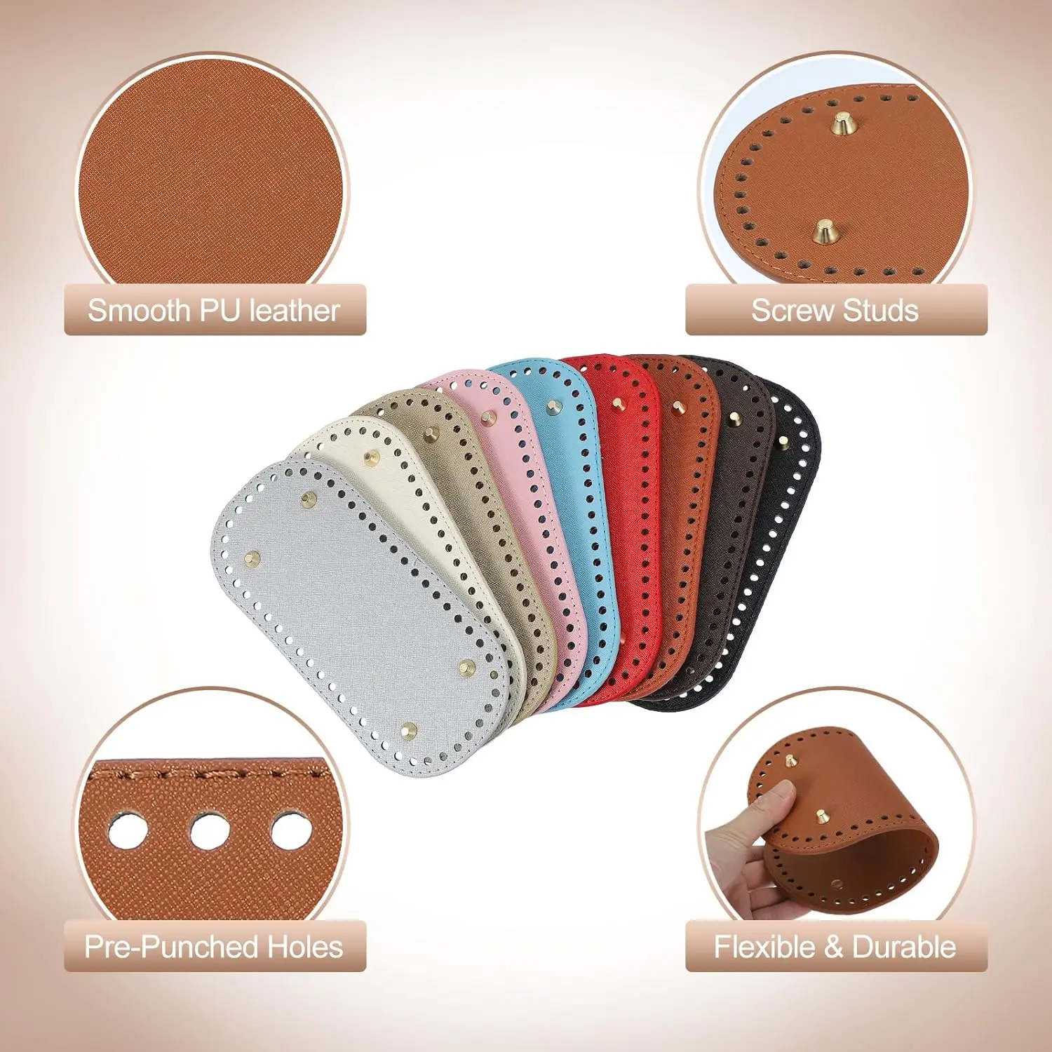 PU Leather Bag Bottom Shaper, Oval Knitting Crochet Bags Bottom Pad Base for DIY Handbag Shoulder Bags Purse Making Supplies