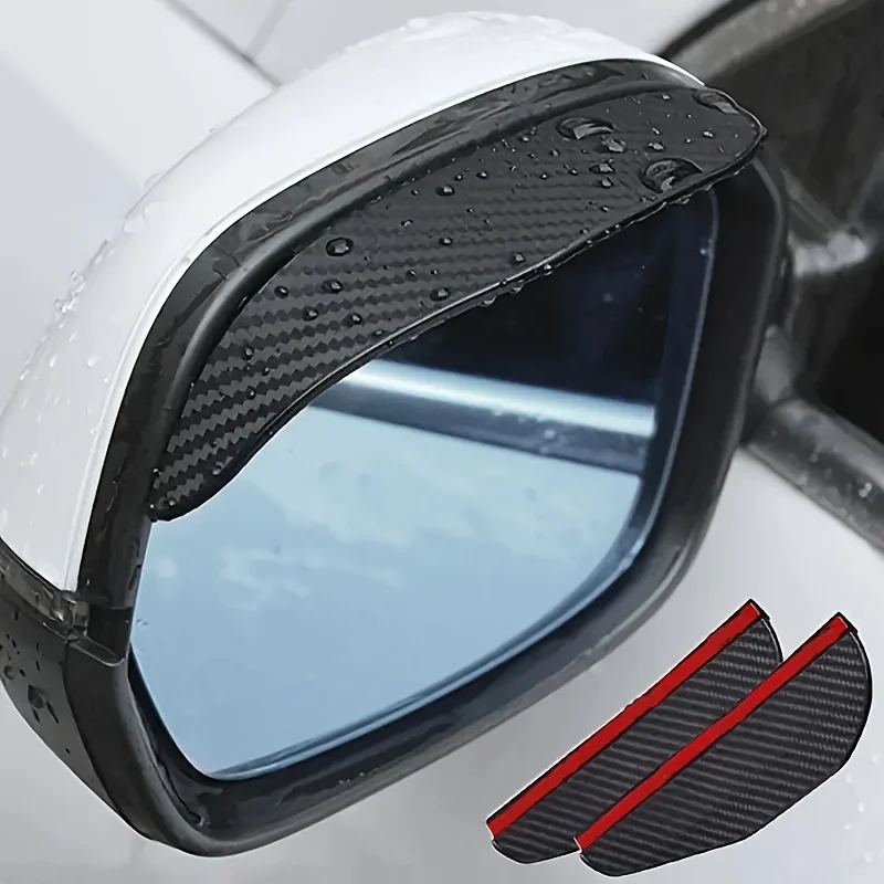 

2pcs Car Rearview Mirror Rain Shield, Rain Eyebrow, Thickened Carbon Fiber Texture Rearview Mirror Rain Shield