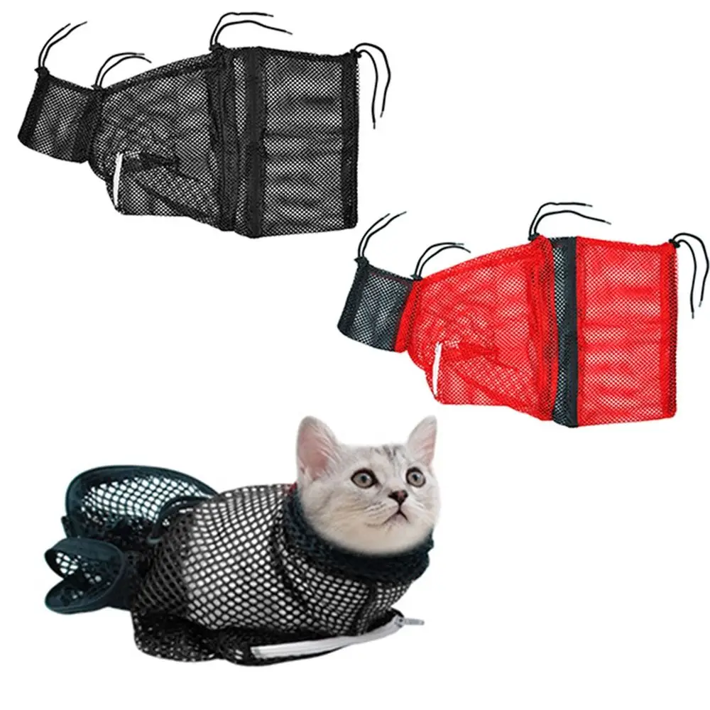 

Breathable Mesh Cat Bathing Bag Adjustable Anti-bite Cat Shower Wash Net Drawstring Anti-Scratch Cat Grooming Restraint Bag Dogs