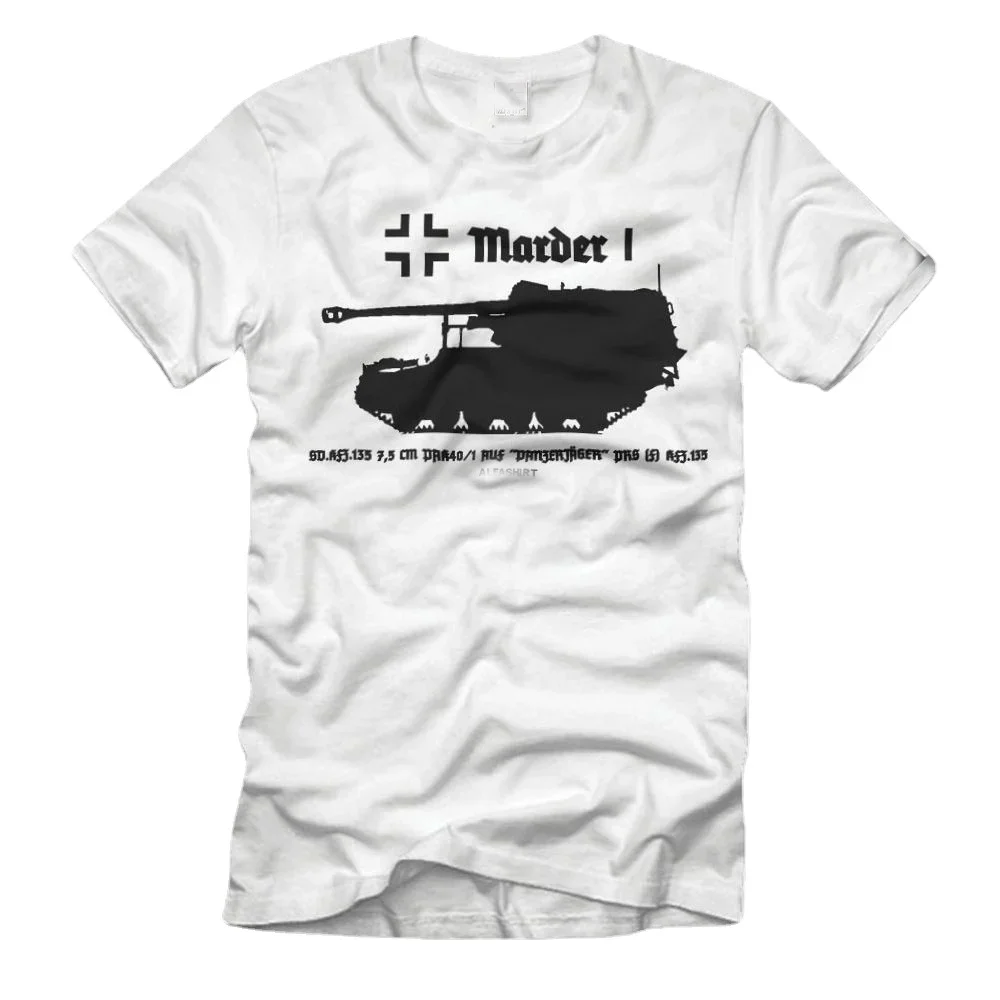 Marder I Panzer Panzerjäger SdKfz 135 7, 5cm Pak PrS f Beutepanzer T-Shirt. Summer Cotton Short Sleeve O-Neck Mens T Shirt New