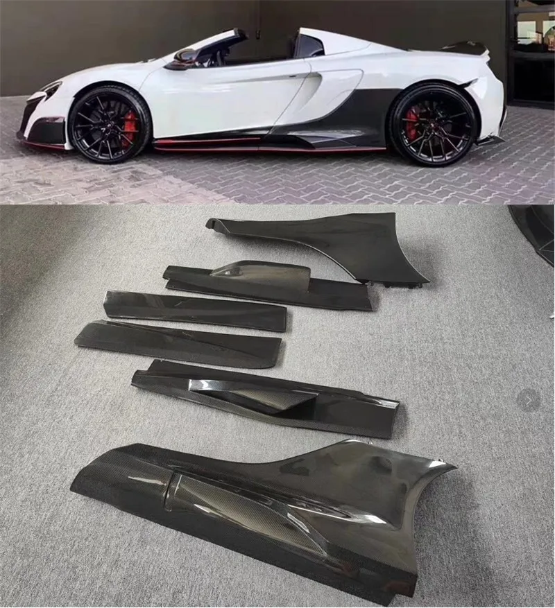 

For Mclaren MP4-12C 650S Upgrade 675LT Style High Quality Real Carbon Fiber Body Side Skirt Kit Spoiler Lip Splitters