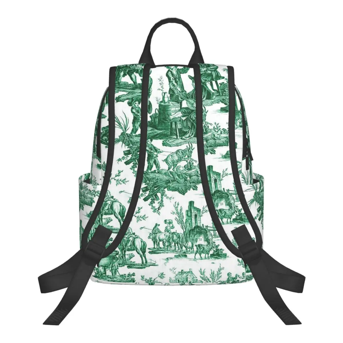 Vintage French Toile De Jouy Motif (8) Student Backpack School Bag Hiking Travel Daypack for Men Women Bookbag Shoulder Bags
