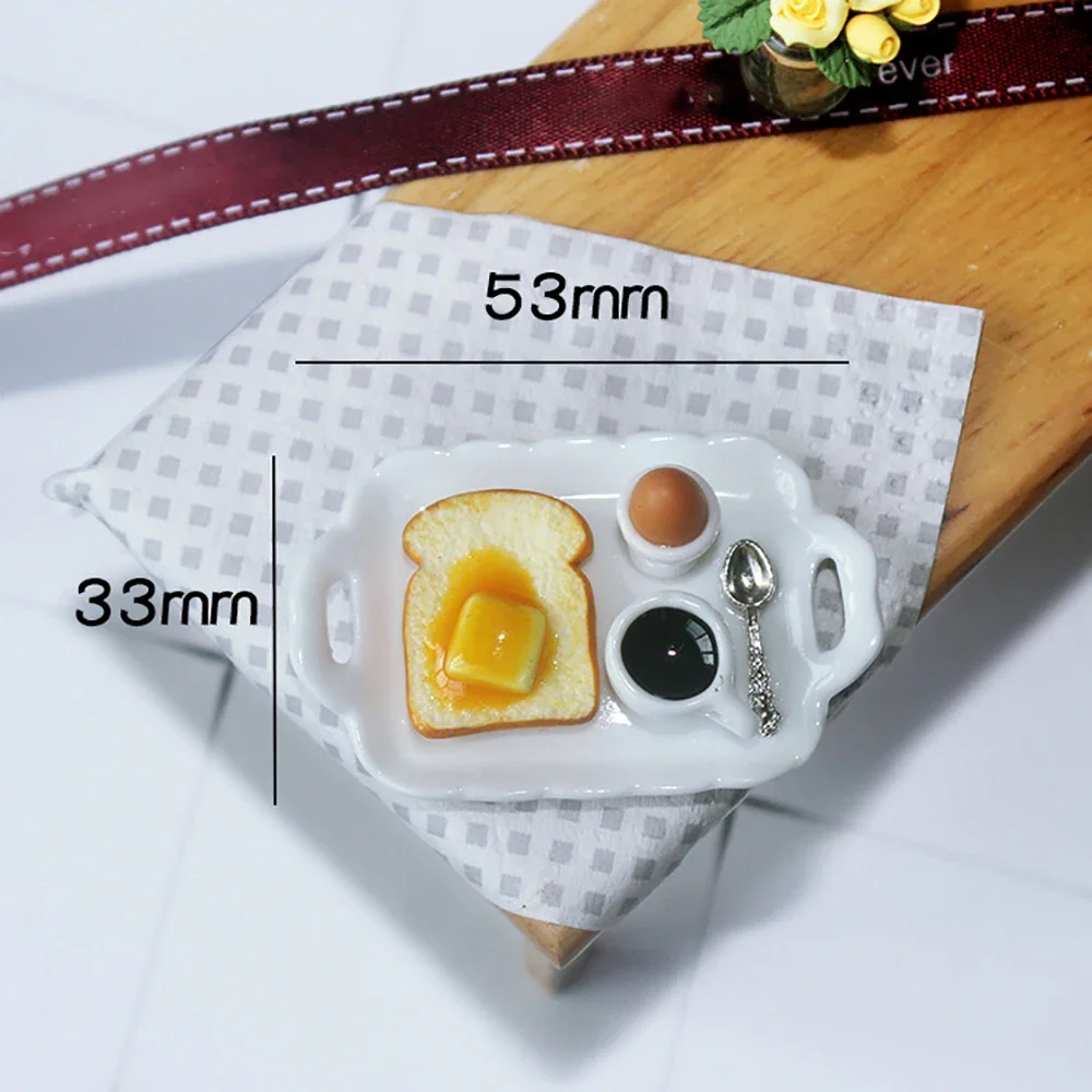 1 ชิ้น 1/12 Dollhouse Miniature อุปกรณ์เสริม Mini อาหารเช้าเบอร์เกอร์ไข่กาแฟชุดอาหารของเล่นตุ๊กตา House ตกแต่ง ob11