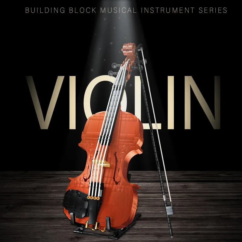 Creative Violin Building Blocks DIY City Concert Theater Classic Musical nstrument Model Instrument  Bricks Toys for Gifts