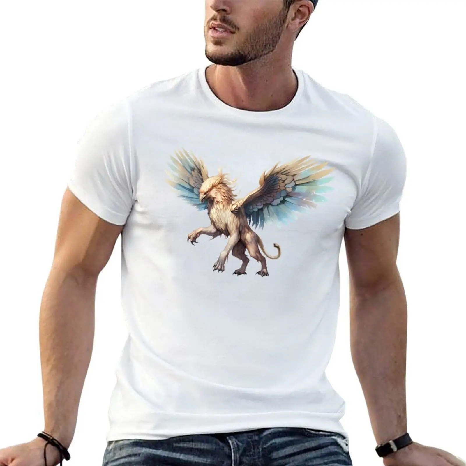 Griffin Gryphon Watercolor Mythological Beast T-Shirt man tshirt cotton t shirt pack T-Shirt