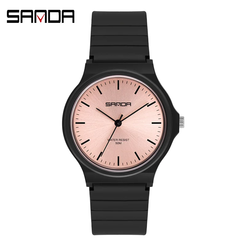 

SANDA 6010 New Womens Watches Casual Fashion Quartz Watch Watch Waterproof Drop Resistant Slim Bendable Strap Zegarek Damski