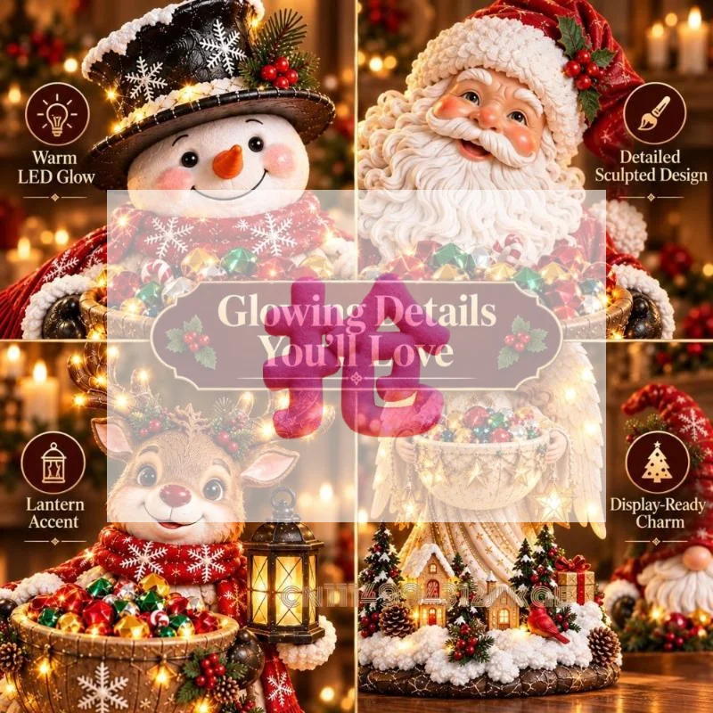 Christmas Candy Bowl,5 Festive Holiday Character Designs,Warm Color Candy Dish In 5 Festive Designs For Wrapped Sweets