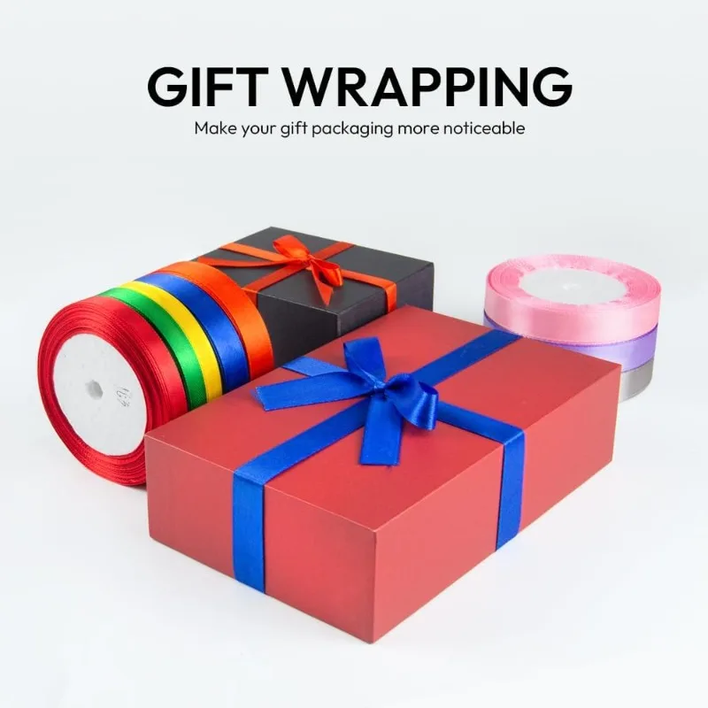 جديد 3/8 بوصة 25 ياردة شريط من الساتان الأصفر ، شريط قماش بلون واحد لتغليف الهدايا ، الزفاف ، شريط هدايا البوليستر لعيد الميلاد #5