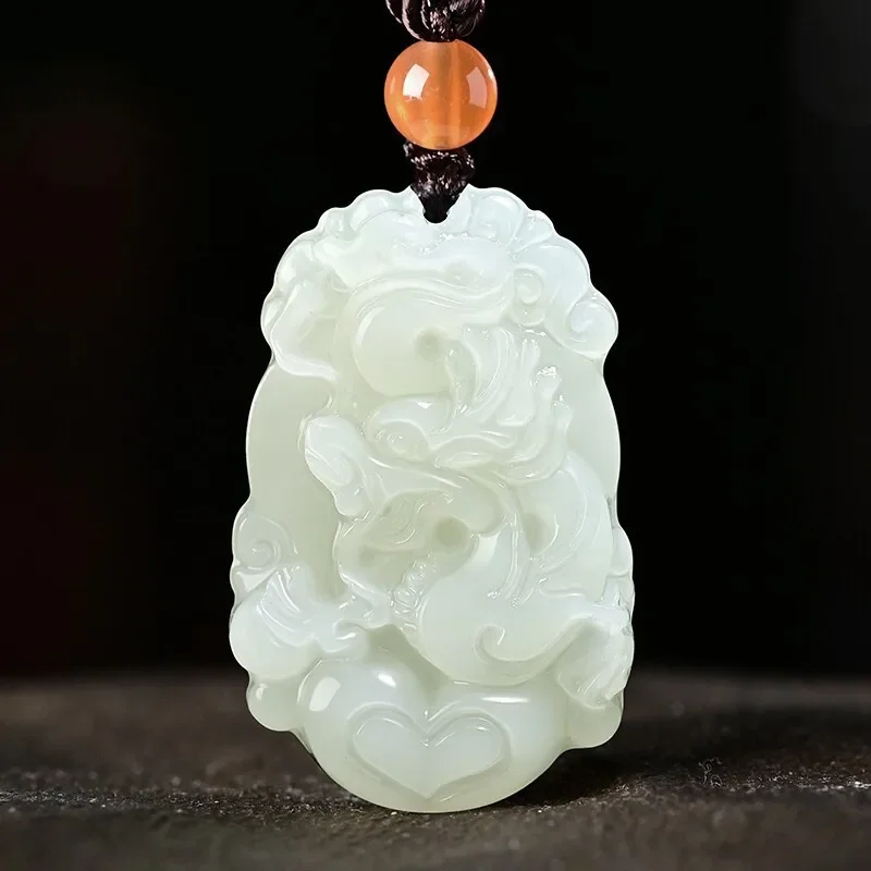 Natural Green Jade Chinese Zodiac Pendant Necklace Fashion Charm Jewellery Accessories Hand-Carved Lucky Amulet Gifts for Women