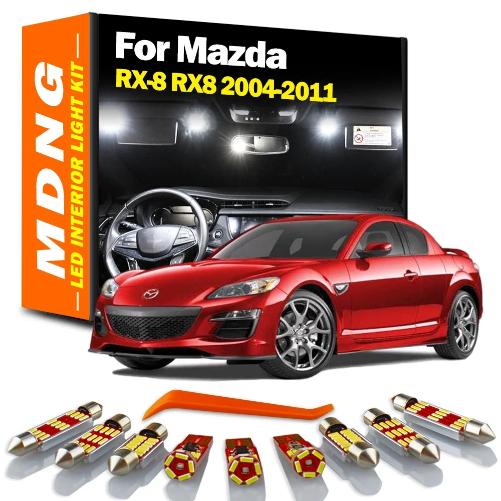 MDNG 14Pcs Car Bulbs LED Interior Dome Map Light Kit For Mazda RX-8 RX8 2004 2005 2006 2007 2008 2009 2010 2011 Sun Visor Lamp