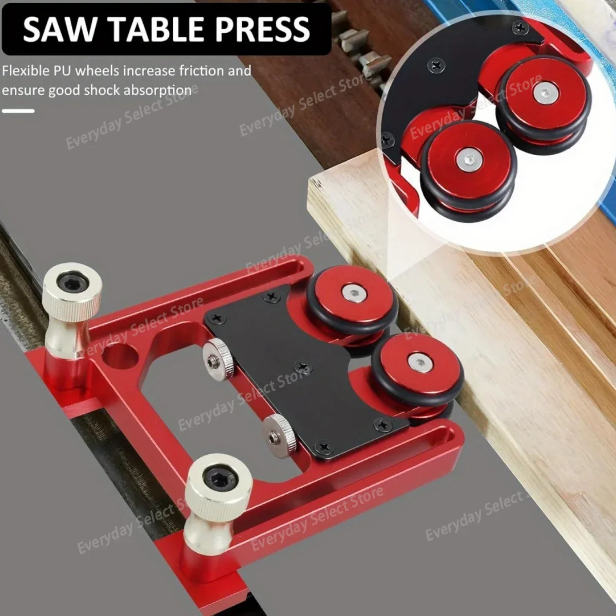Aluminum‑Alloy Stock‑Guide Roller, One‑Way Anti‑Rebound Feeding Jig for Table‑Saw Thin‑Rip Processing Works