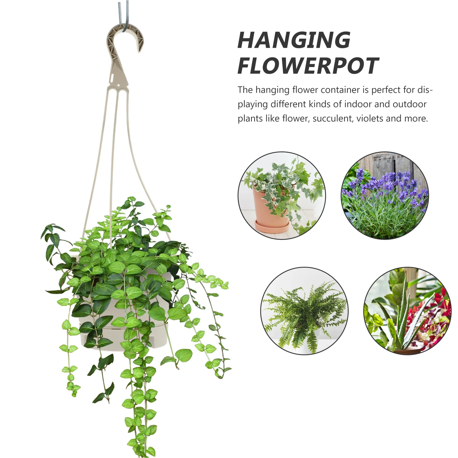 

5Pcs Durable Hanging Plant Pot Plastic Flower Container for Indoor Outdoor Balcony Plastic Hanging Planter Balcony Flower Pot