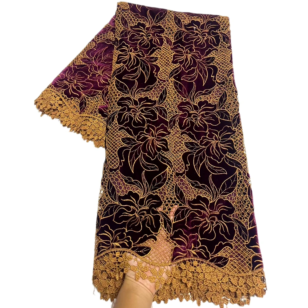 

Африканская бархатная кружевная ткань 2025 г., высокое качество, Нигерия, водорастворимая кружевная ткань для шитья свадебного платья, ткань