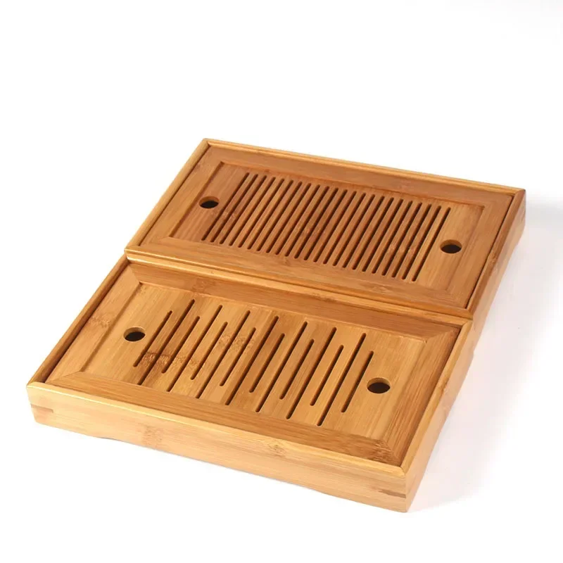 

Wood Tea Tray Water Drain Chinese Table Drawer Holder Household Teaware Bamboo Board Accessories for Teahouse Home