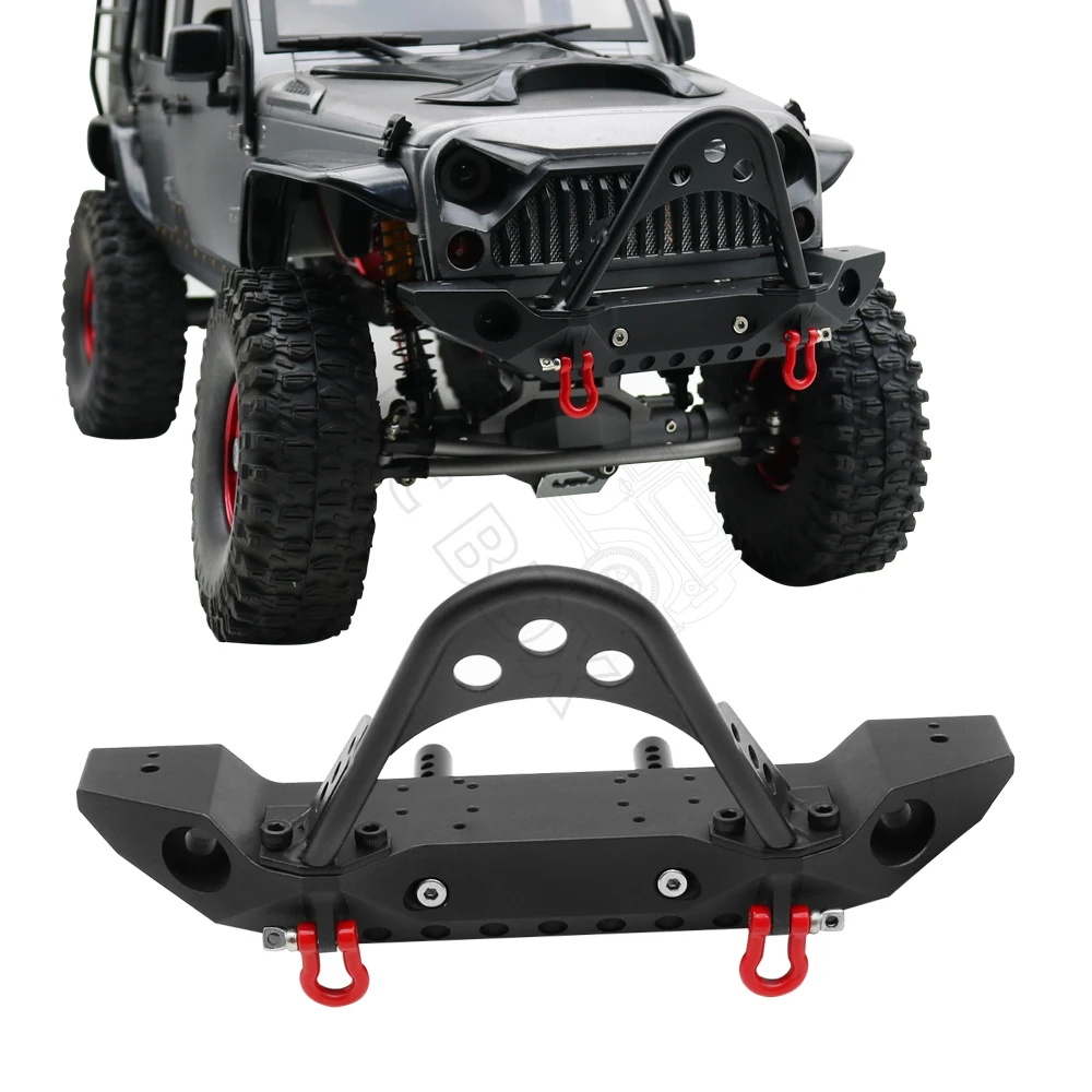 Metal Front Bumper with Lights for 1/10 RC Crawler TRX4 Axial SCX10 II 90046 & SCX10 III AXI03007 YK4028 RGT 86100 D90